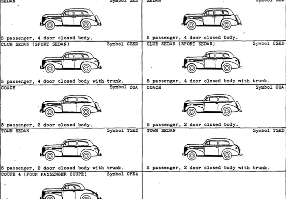 Chevrolet [4] (1939) - Шевроле - чертежи, габариты, рисунки автомобиля